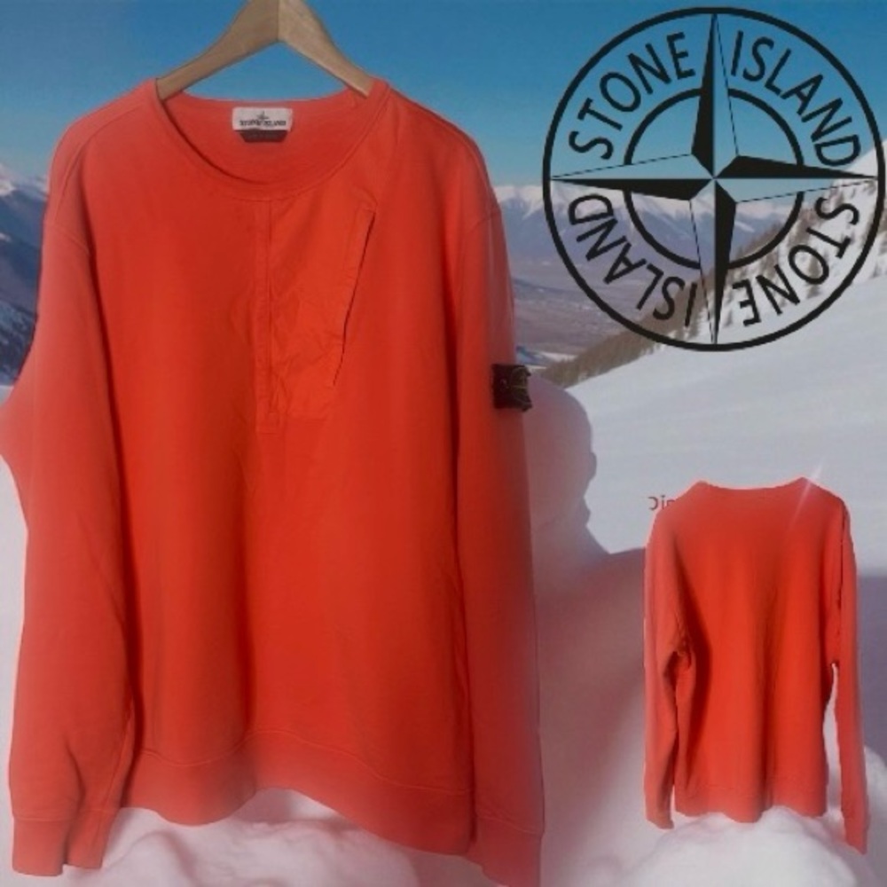 STONE ISLAND AUTHENTIC COTTON PULLOVER CREW W/CHEST POCKET ARM EMBLEM P 26 L 28 - Picture 12 of 12